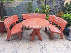 Bộ bàn ghế đá tròn mau đỏ