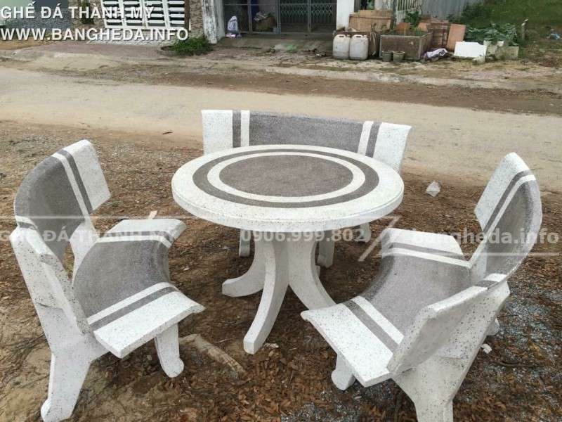mẫu bộ bàn ghế hai màu trắng và màu xám